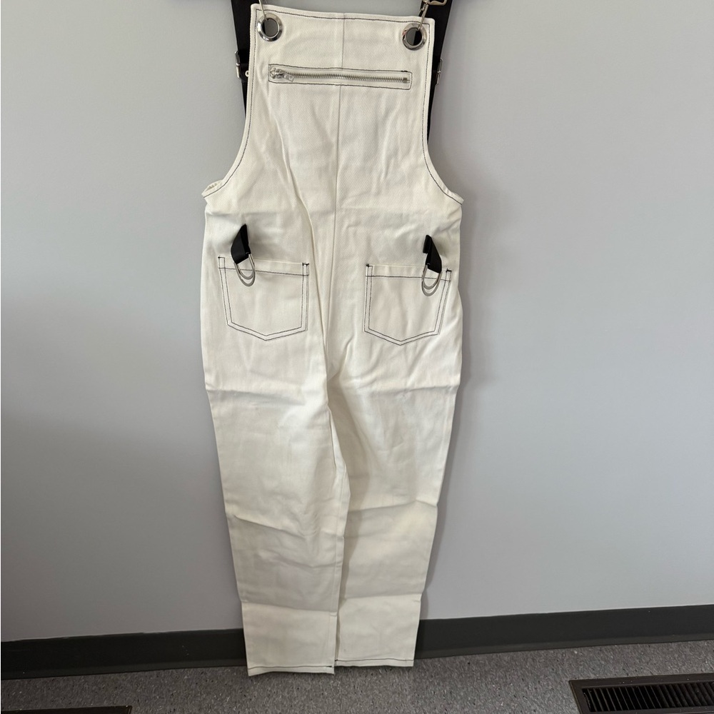 Elegant Cream Women's Denim Overalls